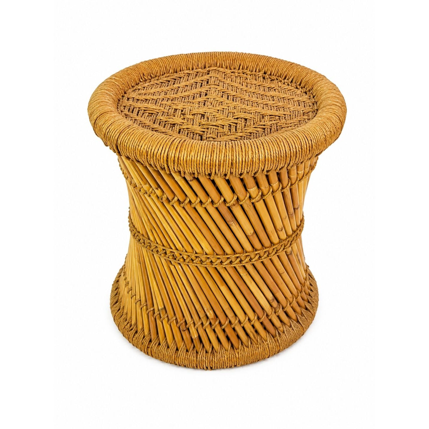 End Side Table Stool Eco-Friendly Handmade Sarkanda Cane Pencil Reed Jute Rope Muddha Outdoor/Indoor Vintage Home Decor