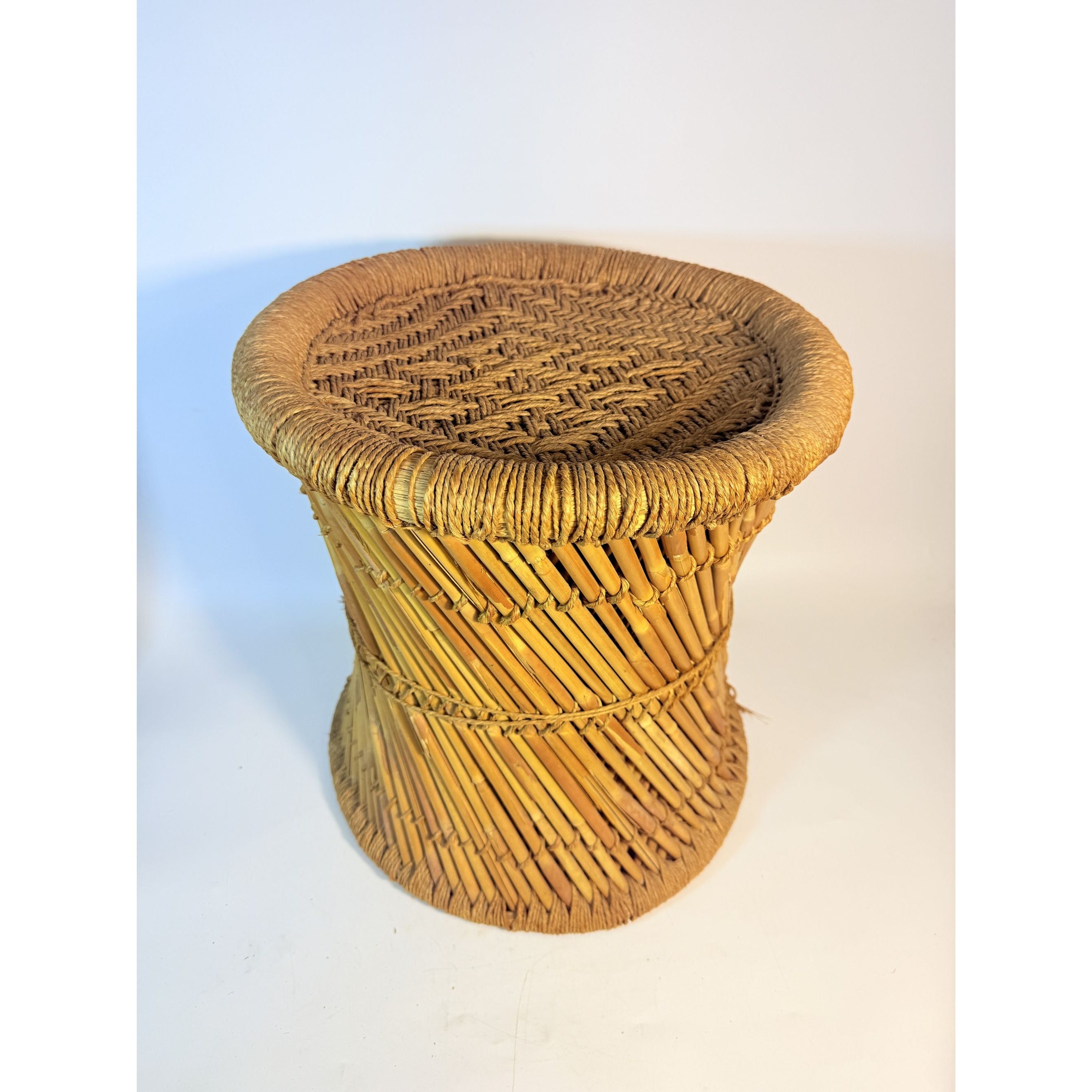End Side Table Stool Eco-Friendly Handmade Sarkanda Cane Pencil Reed Jute Rope Muddha Outdoor/Indoor Vintage Home Decor