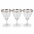 Stemmed Water Goblet Fostoria Wedding Ring Set 3 Silver Band Vintage Replacement Glassware Drinking Glasses Stem