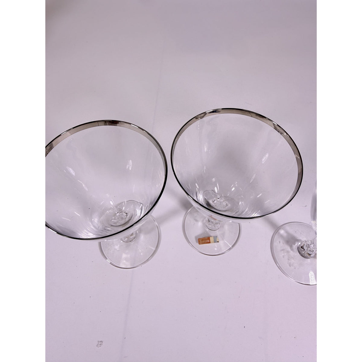 Stemmed Water Goblet Fostoria Wedding Ring Set 3 Silver Band Vintage Replacement Glassware Drinking Glasses Stem