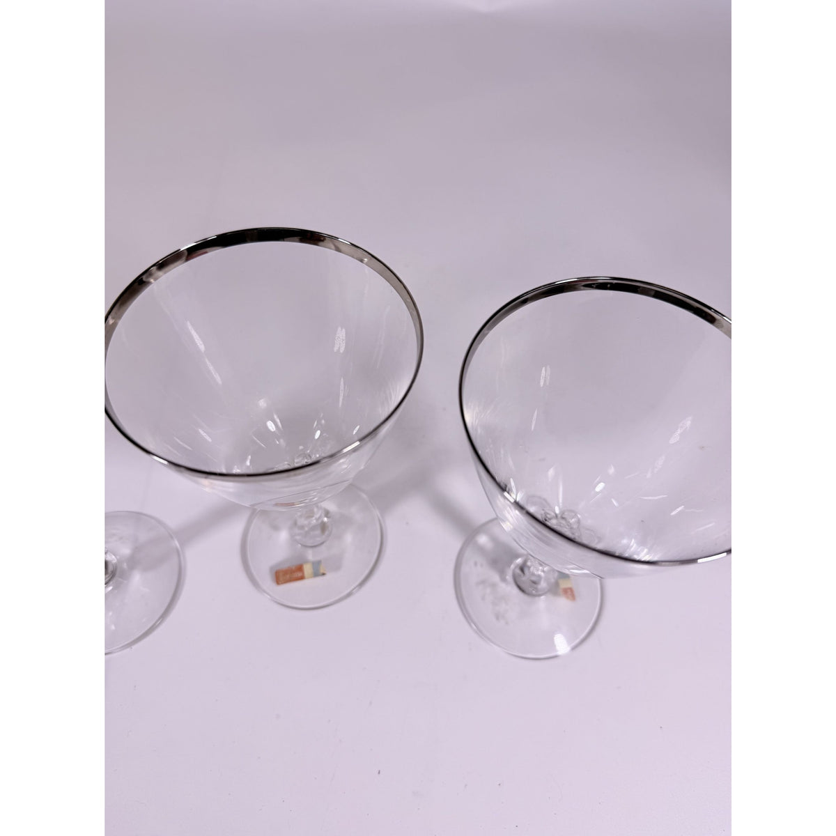 Stemmed Water Goblet Fostoria Wedding Ring Set 3 Silver Band Vintage Replacement Glassware Drinking Glasses Stem