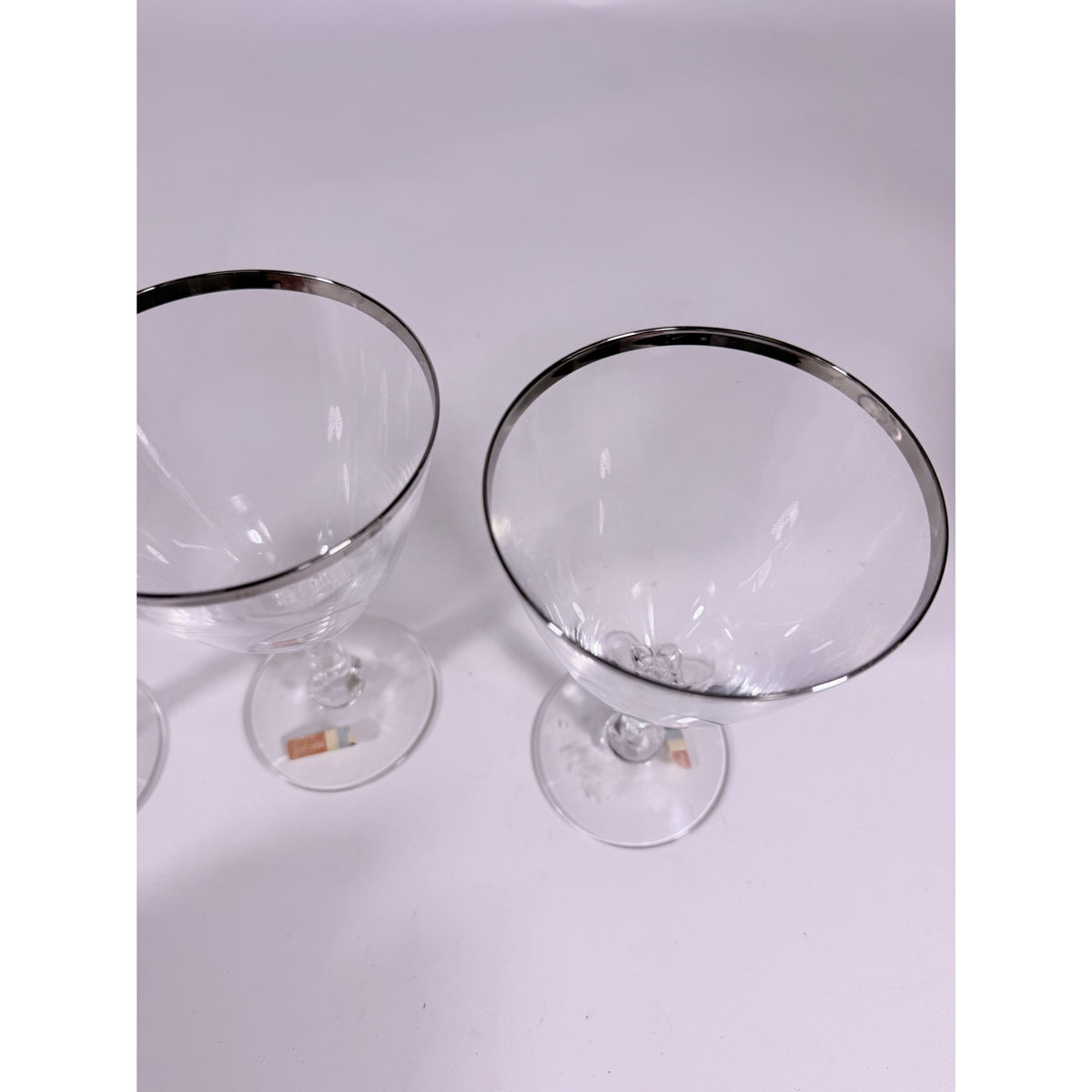 Stemmed Water Goblet Fostoria Wedding Ring Set 3 Silver Band Vintage Replacement Glassware Drinking Glasses Stem