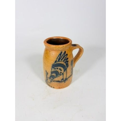 Stoneware Pottery Salt glazed Tankard Mug Rinny Staber Potter Redware Ancram NY Vintage Signed Folk Art Farmhouse Primitive