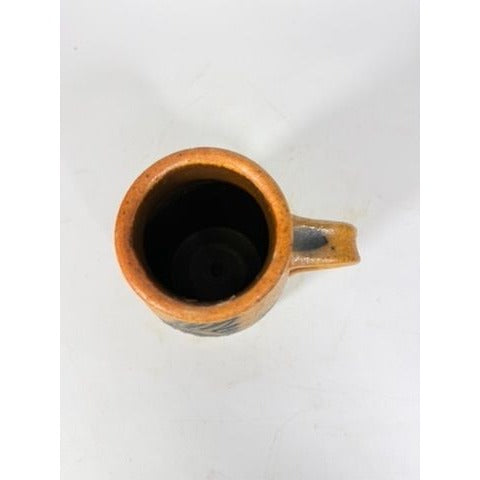 Stoneware Pottery Salt glazed Tankard Mug Rinny Staber Potter Redware Ancram NY Vintage Signed Folk Art Farmhouse Primitive