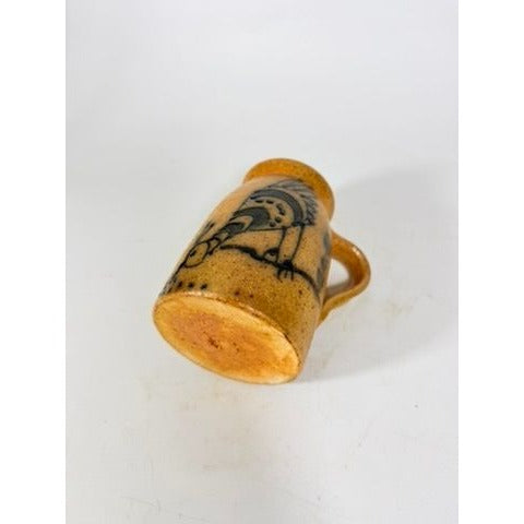 Stoneware Pottery Salt glazed Tankard Mug Rinny Staber Potter Redware Ancram NY Vintage Signed Folk Art Farmhouse Primitive