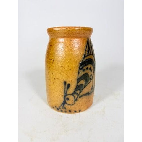Stoneware Pottery Salt glazed Tankard Mug Rinny Staber Potter Redware Ancram NY Vintage Signed Folk Art Farmhouse Primitive