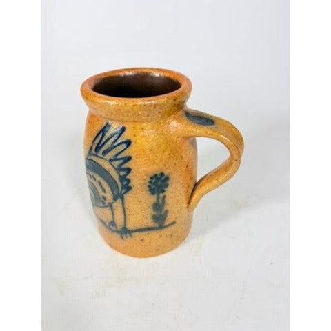 Stoneware Pottery Salt glazed Tankard Mug Rinny Staber Potter Redware Ancram NY Vintage Signed Folk Art Farmhouse Primitive