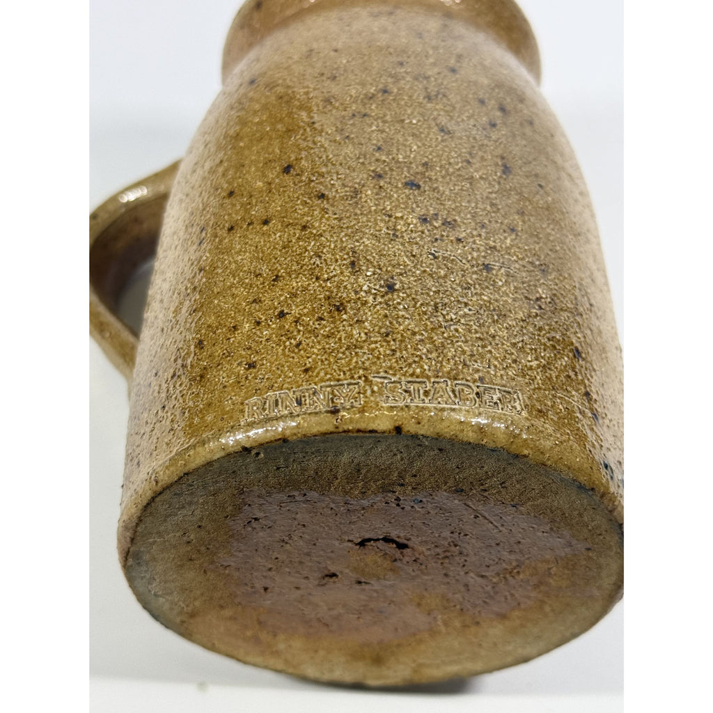 Stoneware Pottery Salt glazed Tankard Mug Rinny Staber Potter Redware Ancram NY Vintage Signed Folk Art Farmhouse Primitive