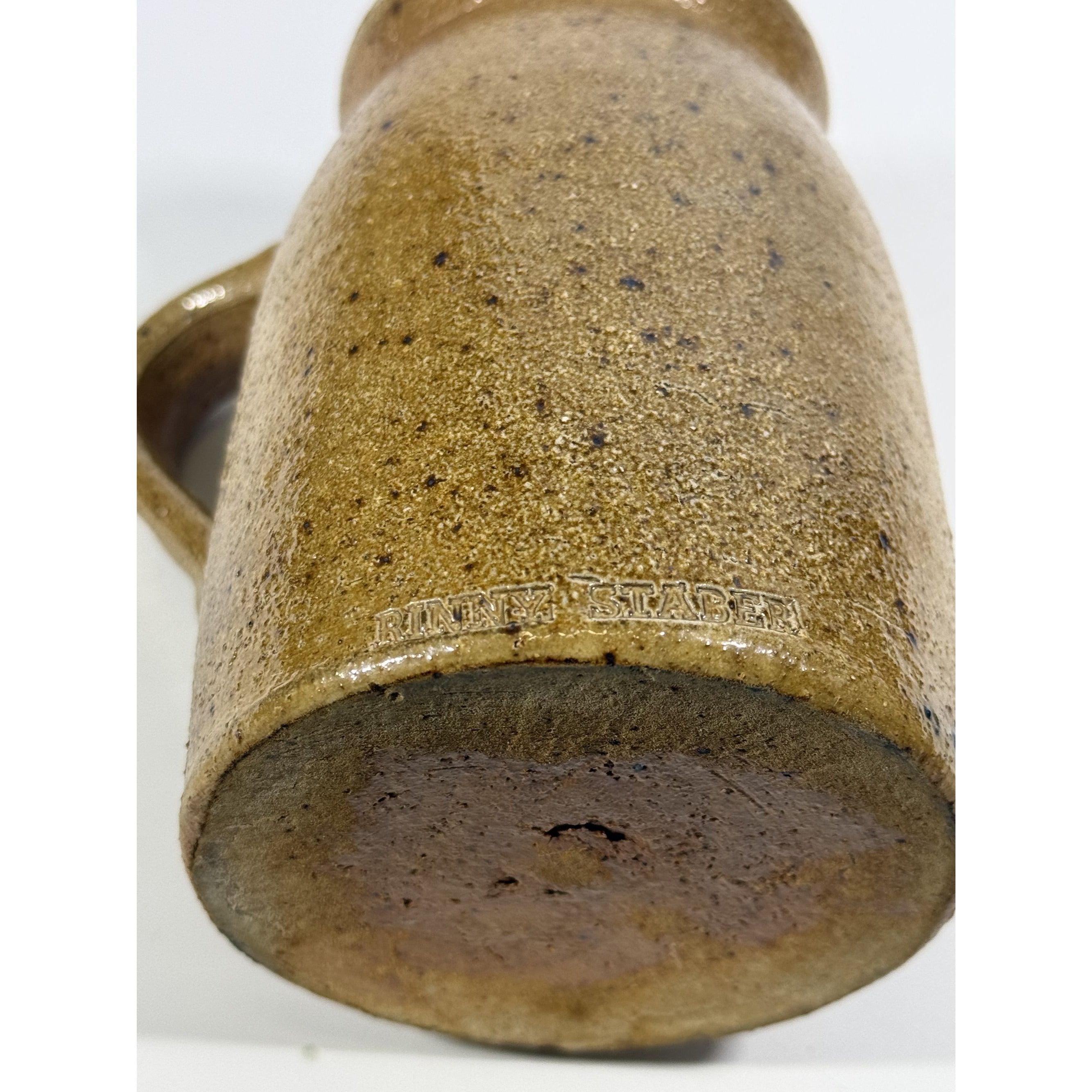Stoneware Pottery Salt glazed Tankard Mug Rinny Staber Potter Redware Ancram NY Vintage Signed Folk Art Farmhouse Primitive