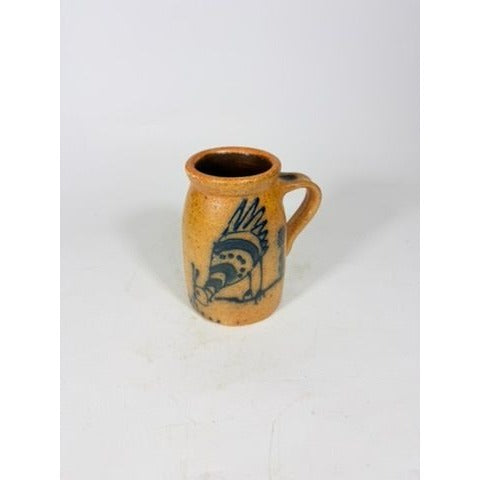 Stoneware Pottery Salt glazed Tankard Mug Rinny Staber Potter Redware Ancram NY Vintage Signed Folk Art Farmhouse Primitive