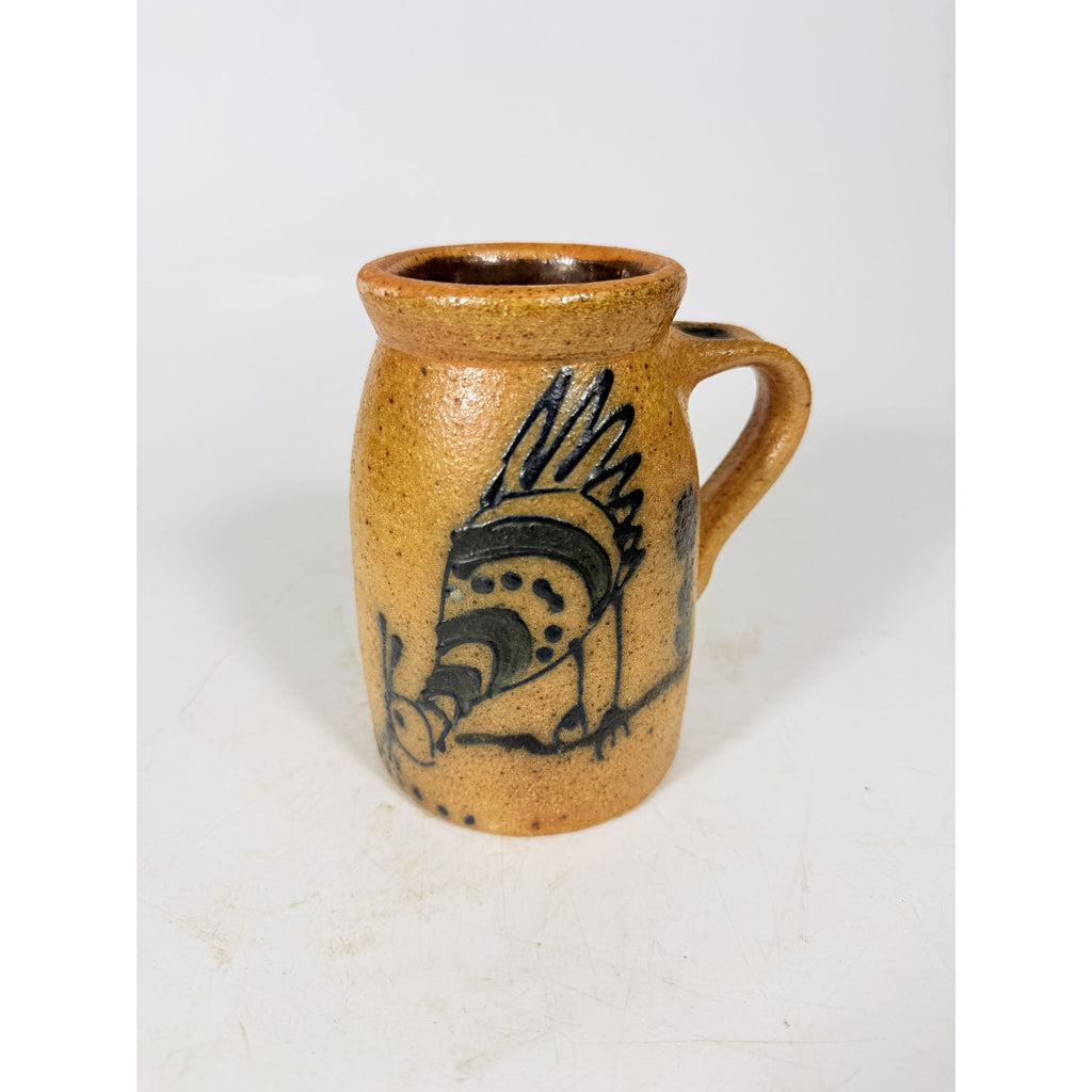 Stoneware Pottery Salt glazed Tankard Mug Rinny Staber Potter Redware Ancram NY Vintage Signed Folk Art Farmhouse Primitive