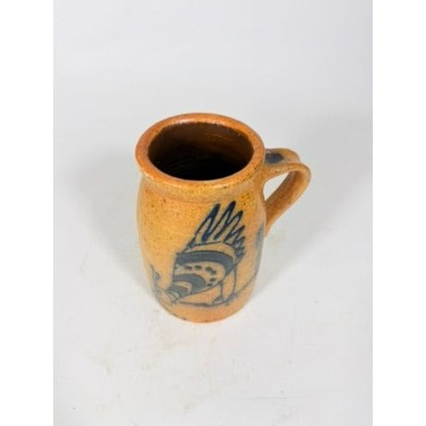 Stoneware Pottery Salt glazed Tankard Mug Rinny Staber Potter Redware Ancram NY Vintage Signed Folk Art Farmhouse Primitive