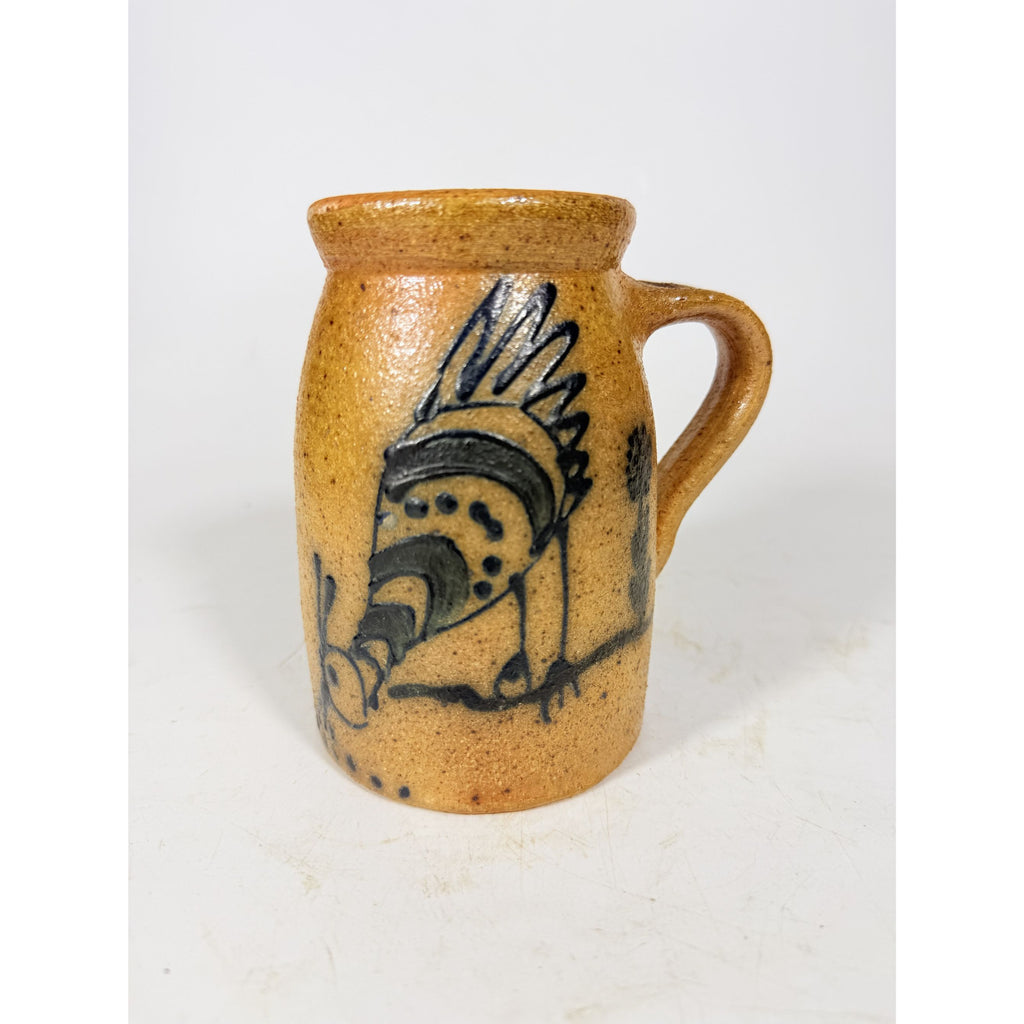 Stoneware Pottery Salt glazed Tankard Mug Rinny Staber Potter Redware Ancram NY Vintage Signed Folk Art Farmhouse Primitive