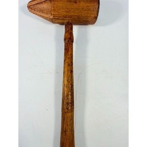 Wood Bossing Mallet Vintage Handmade Wooden Lead Dressing Tool  5" Head Tool Collectible signed Metalworking