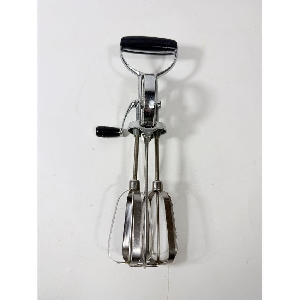 Egg Beater Manual Mixer Flint Ecko Best Staineless Steel Blades USA Hand Crank Kitchenware Cooking Tools Utencils Mid Century Cookware