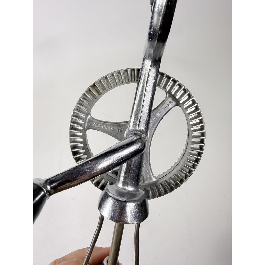 Egg Beater Manual Mixer Flint Ecko Best Staineless Steel Blades USA Hand Crank Kitchenware Cooking Tools Utencils Mid Century Cookware