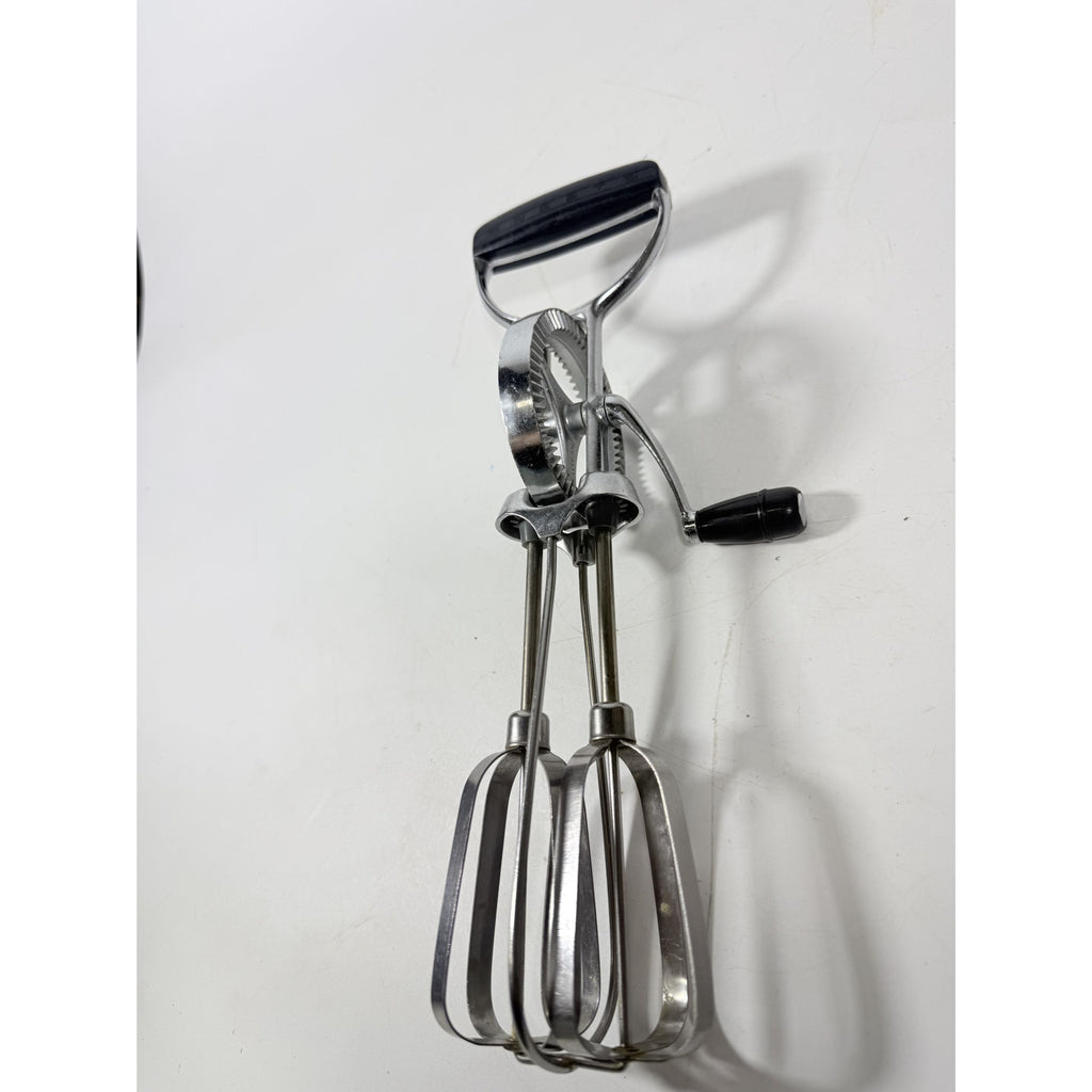 Egg Beater Manual Mixer Flint Ecko Best Staineless Steel Blades USA Hand Crank Kitchenware Cooking Tools Utencils Mid Century Cookware