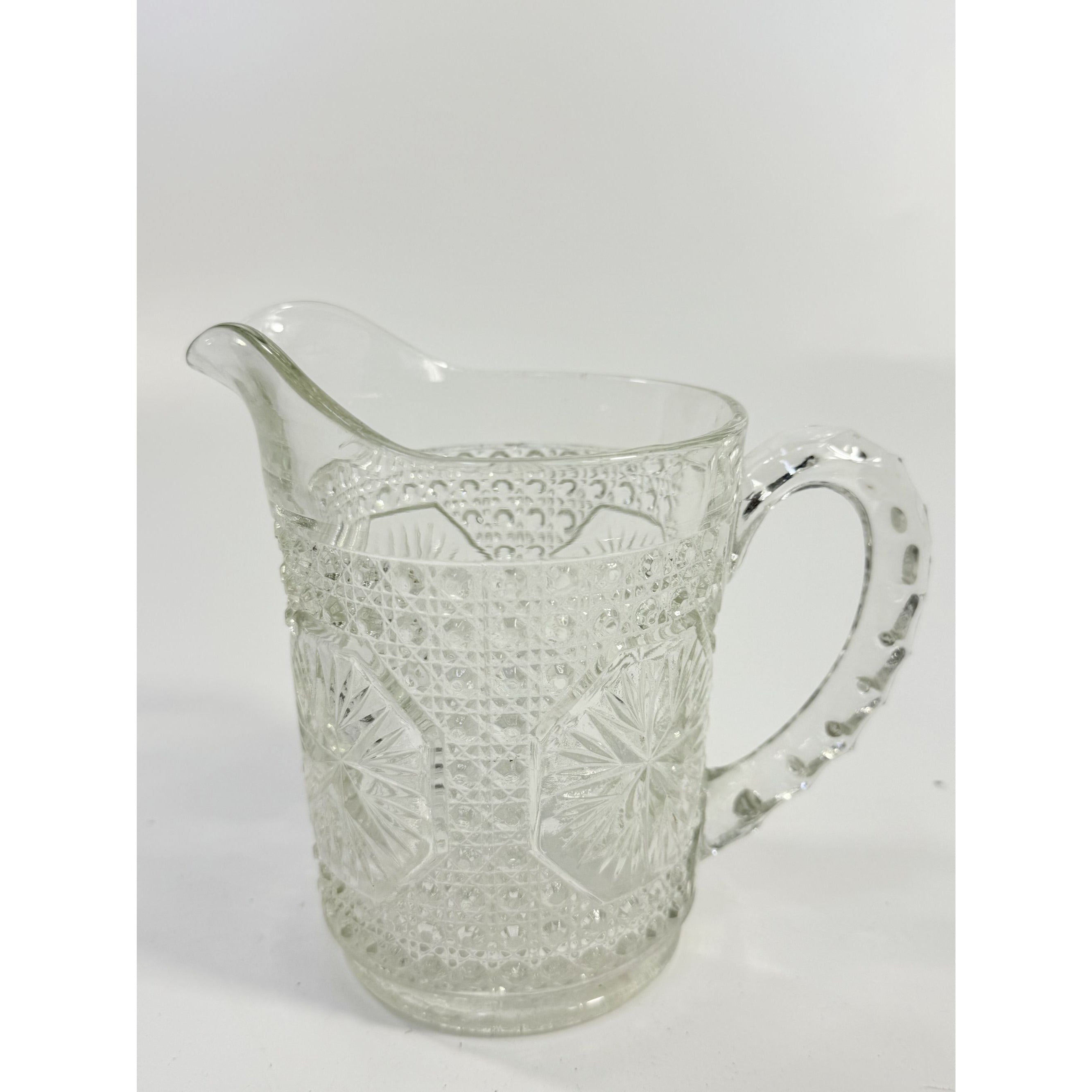 Milk Pitcher Creamer Imperial Amelia Clear Depression Glass Star Medallion Replacement Glassware Hostess Party Catering VIntage