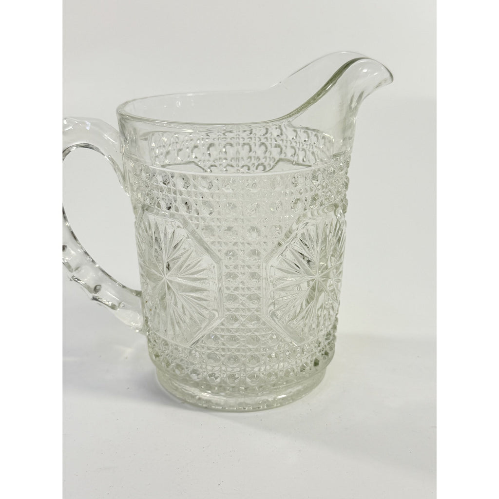 Milk Pitcher Creamer Imperial Amelia Clear Depression Glass Star Medallion Replacement Glassware Hostess Party Catering VIntage