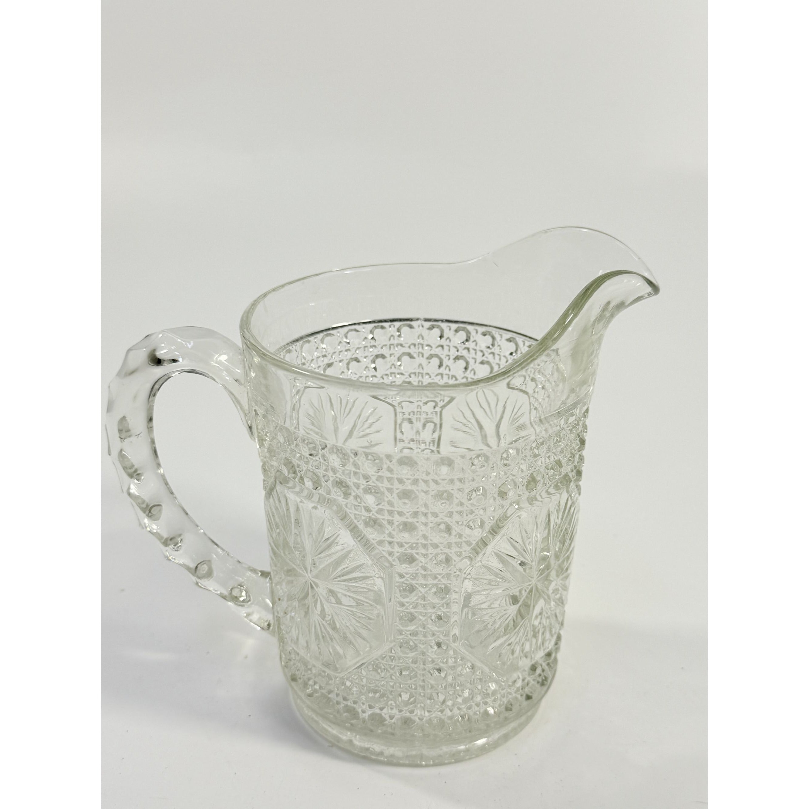 Milk Pitcher Creamer Imperial Amelia Clear Depression Glass Star Medallion Replacement Glassware Hostess Party Catering VIntage