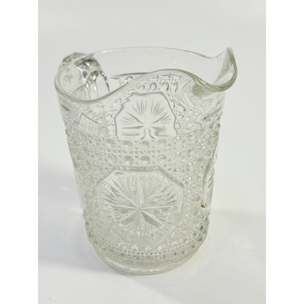 Milk Pitcher Creamer Imperial Amelia Clear Depression Glass Star Medallion Replacement Glassware Hostess Party Catering VIntage