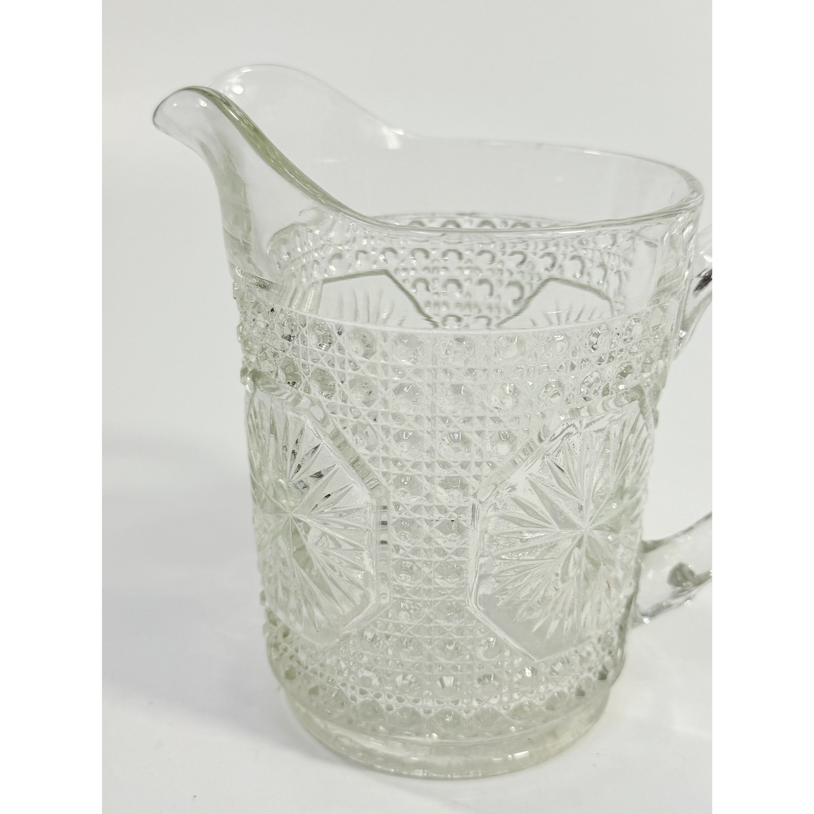 Milk Pitcher Creamer Imperial Amelia Clear Depression Glass Star Medallion Replacement Glassware Hostess Party Catering VIntage
