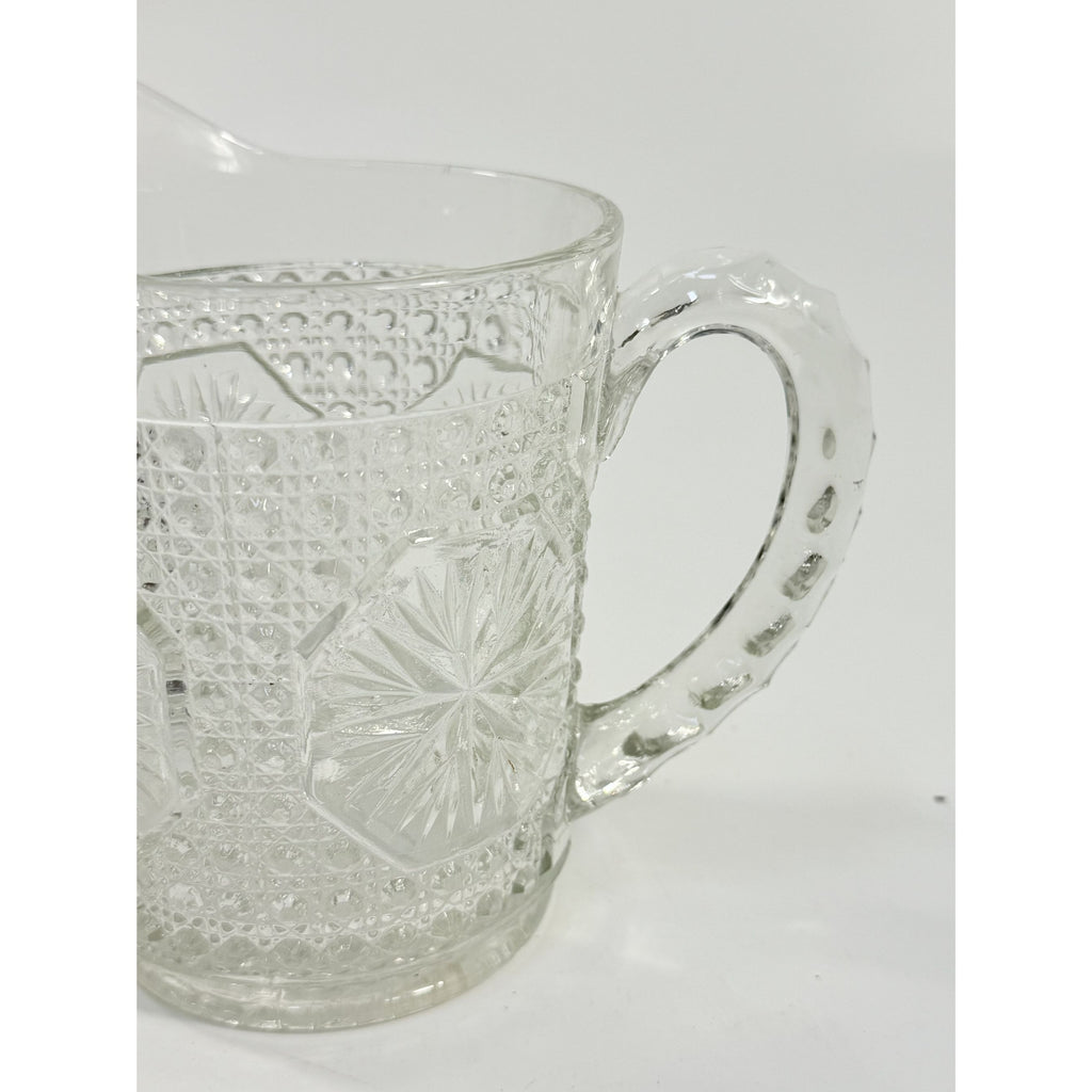 Milk Pitcher Creamer Imperial Amelia Clear Depression Glass Star Medallion Replacement Glassware Hostess Party Catering VIntage
