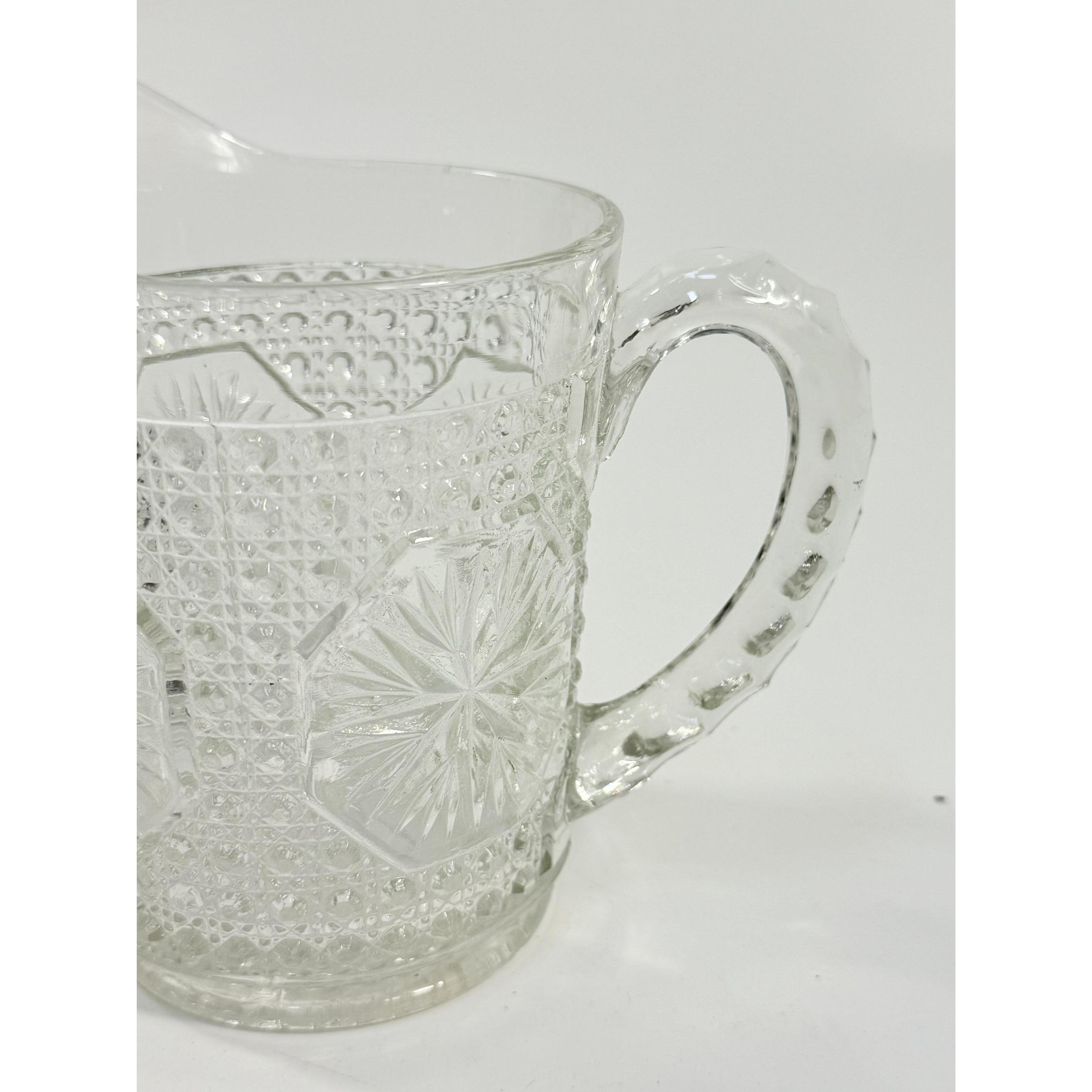 Milk Pitcher Creamer Imperial Amelia Clear Depression Glass Star Medallion Replacement Glassware Hostess Party Catering VIntage