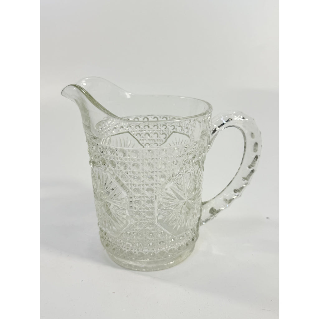 Milk Pitcher Creamer Imperial Amelia Clear Depression Glass Star Medallion Replacement Glassware Hostess Party Catering VIntage