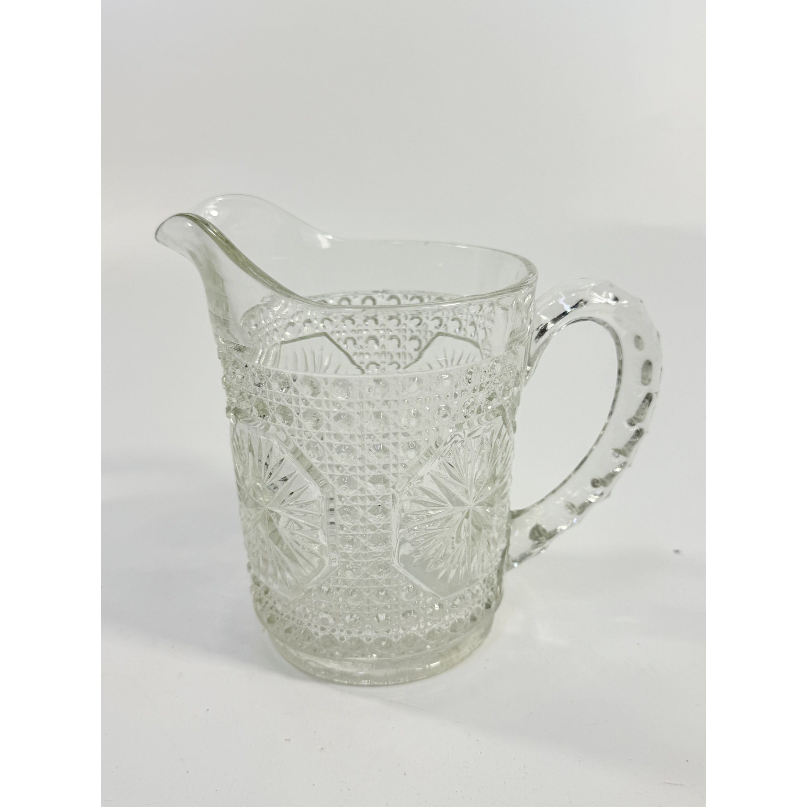 Milk Pitcher Creamer Imperial Amelia Clear Depression Glass Star Medallion Replacement Glassware Hostess Party Catering VIntage