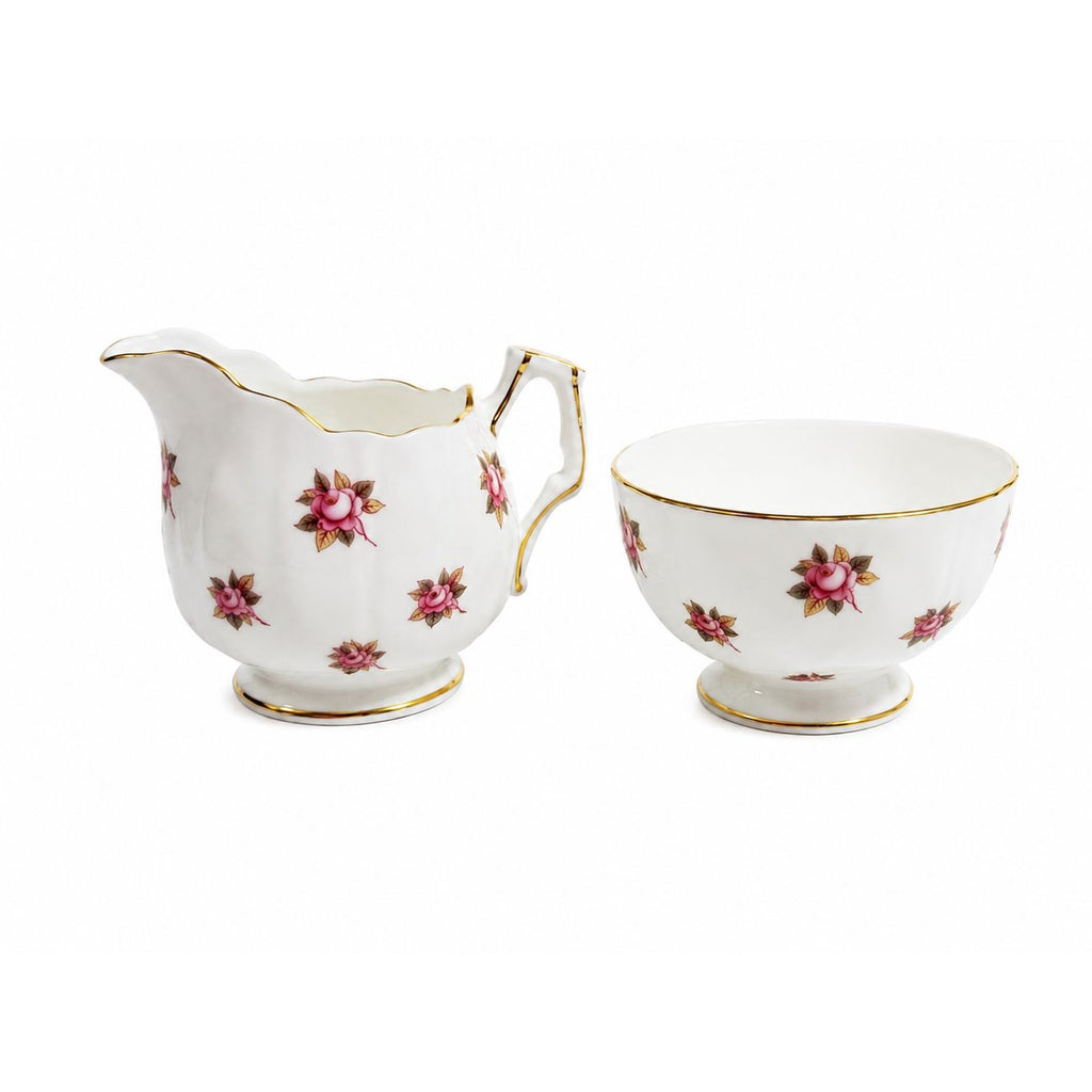 Mini Creamer and Sugar Hathaway by John Aynsley & Sons Small Plnk Roses Vintage Bone China Replacement Serveware Dainty Tea Party