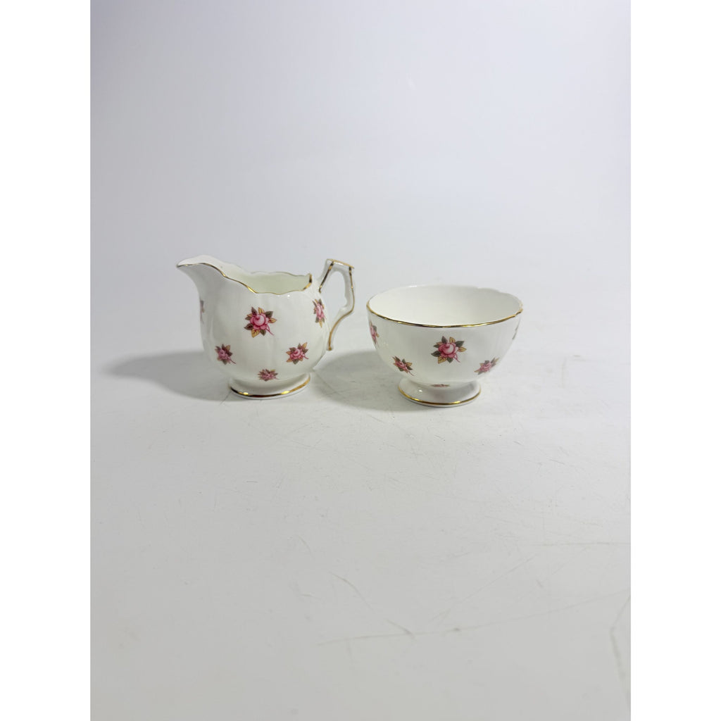 Mini Creamer and Sugar Hathaway by John Aynsley & Sons Small Plnk Roses Vintage Bone China Replacement Serveware Dainty Tea Party