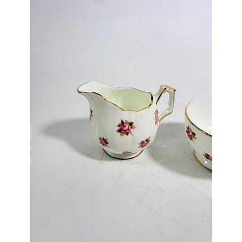 Mini Creamer and Sugar Hathaway by John Aynsley & Sons Small Plnk Roses Vintage Bone China Replacement Serveware Dainty Tea Party