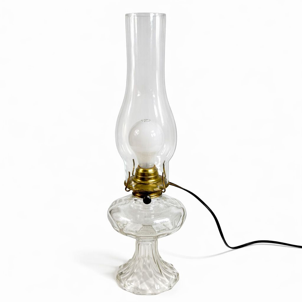 Kerosene Oil Lamp Converted to Electric Antique EAPG Stockton Vintage Home Decor Decor Accents Lighting Cottage Granny Core Primitve Country
