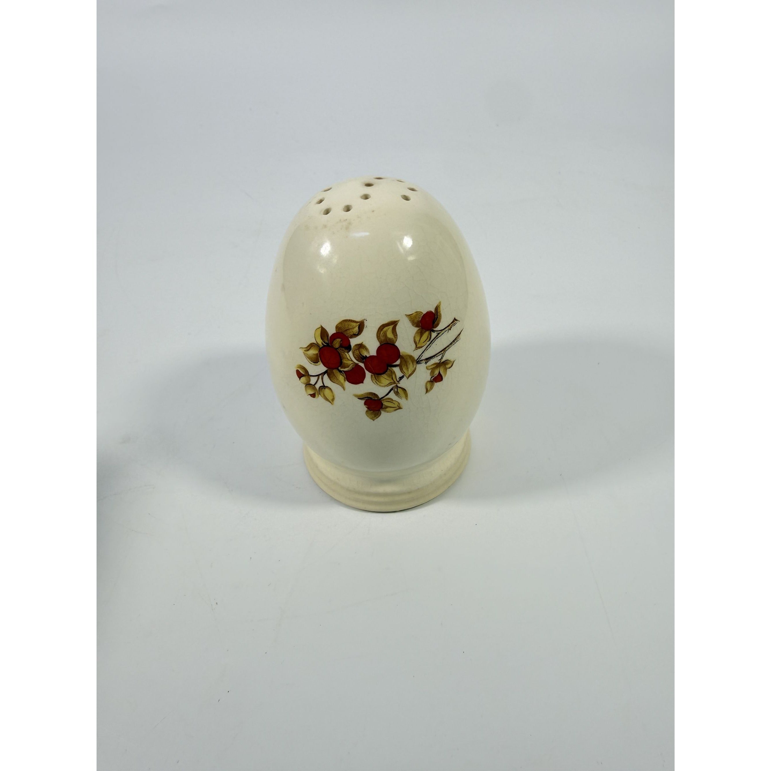 Ironstone Salt & Pepper Shakers Universal Cambridge Bittersweet Red Flower 1940's Vintage Cork Stopper Kitchenware Collectible Home
