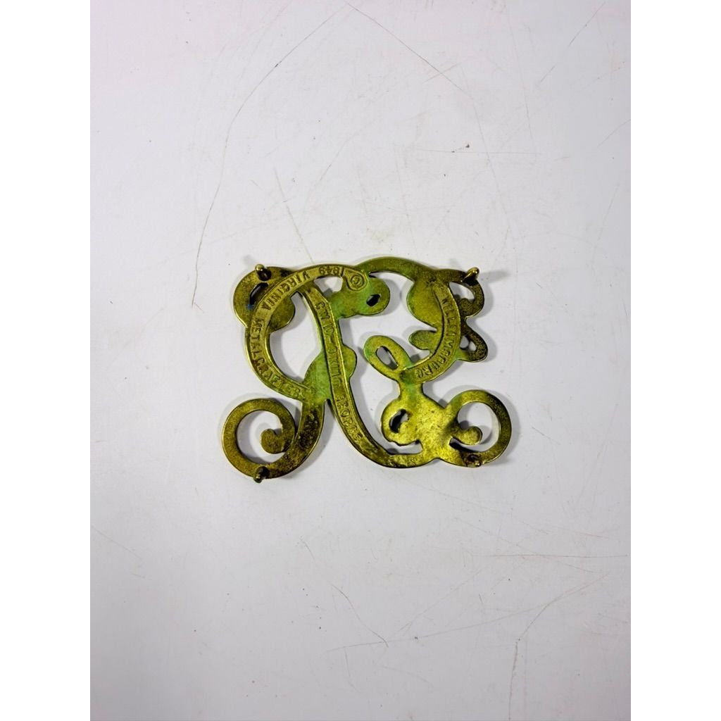 Solid Brass Trivet Footed Virginia Metalcrafters VMC King George Cypher Colonial Williamsburg  1949 CW10