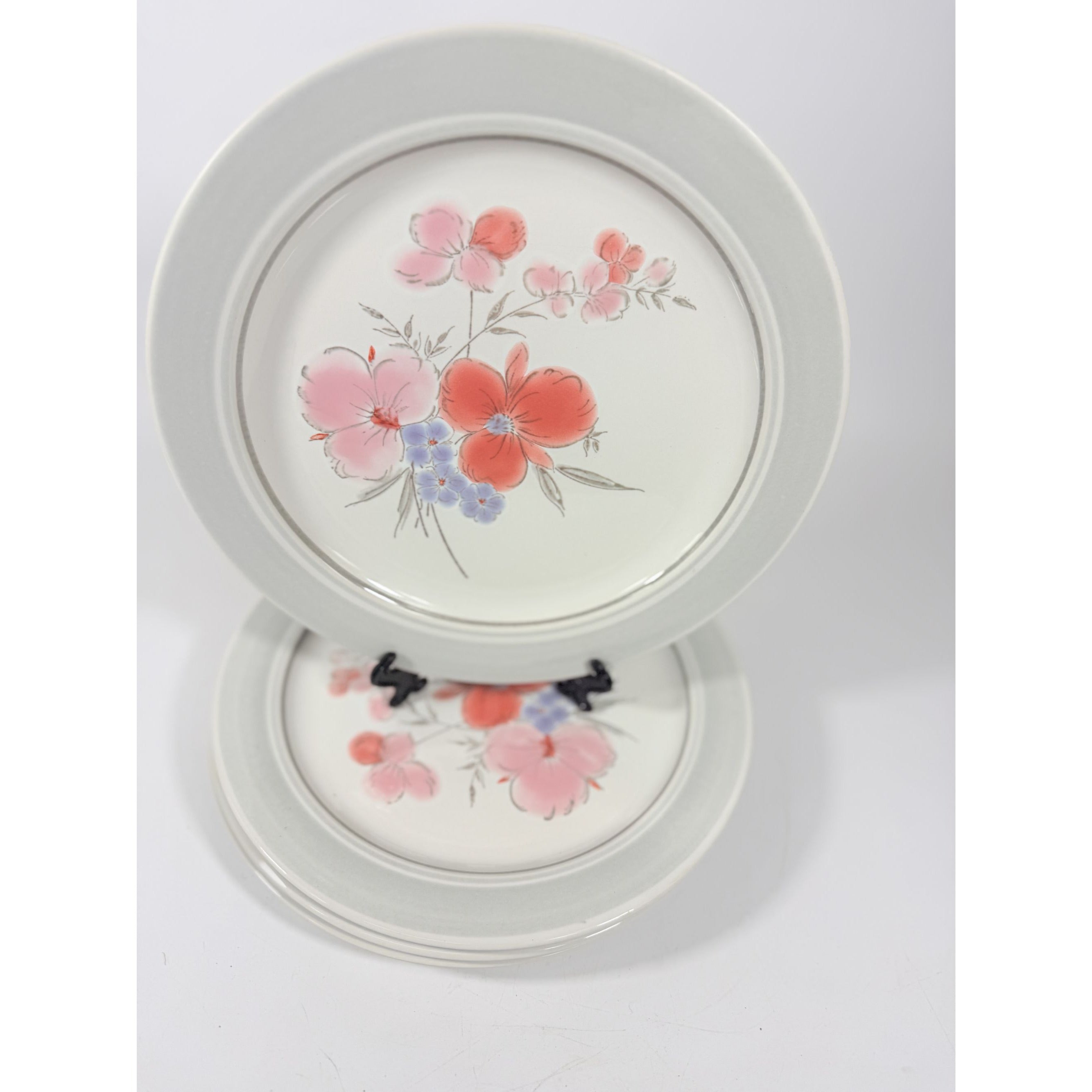 Stoneware Dinner Plates Set 4 Galleria Collections JMP 3 JMP Marketing 1985 Made in Japan Cottage Core Granny Core 70s retro Vintage