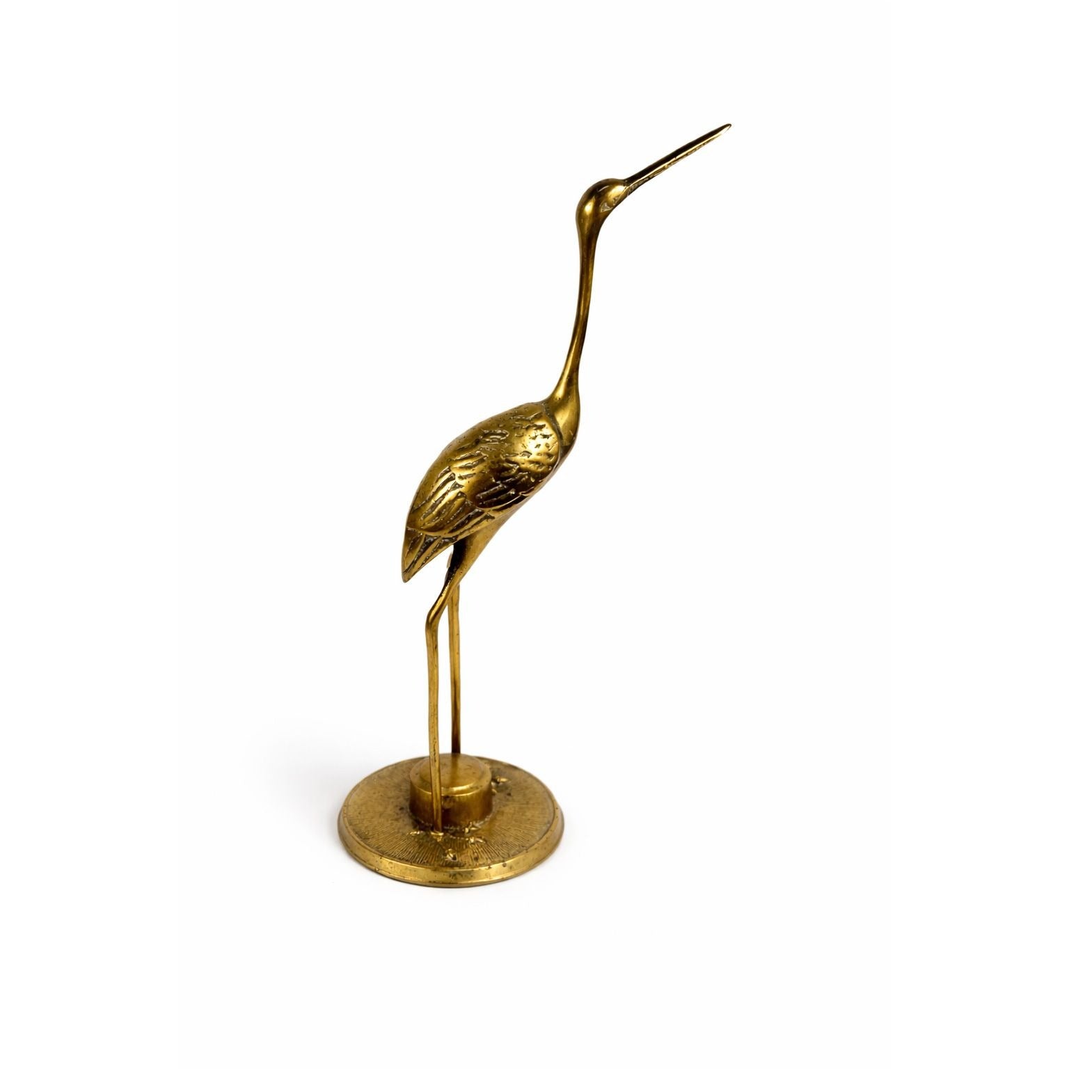 Brass Sculpture Statue Figurine Heron Crane Shore Bird Egret Leonard Vintage Home Shelf Decor Decorative Accents Coastal Grandma Traditional