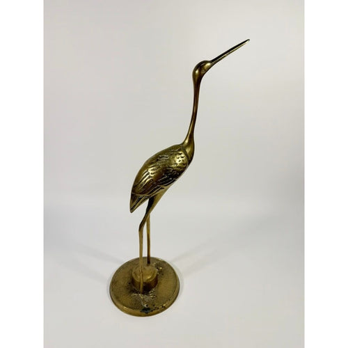 Brass Sculpture Statue Figurine Heron Crane Shore Bird Egret Leonard Vintage Home Shelf Decor Decorative Accents Coastal Grandma Traditional