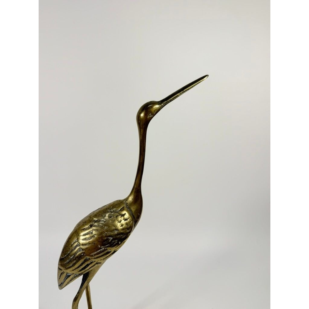 Brass Sculpture Statue Figurine Heron Crane Shore Bird Egret Leonard Vintage Home Shelf Decor Decorative Accents Coastal Grandma Traditional