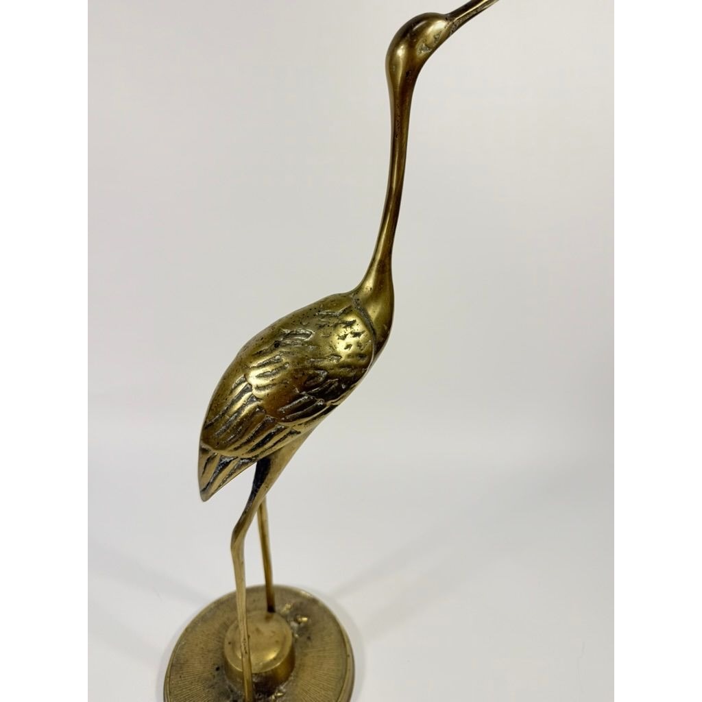 Brass Sculpture Statue Figurine Heron Crane Shore Bird Egret Leonard Vintage Home Shelf Decor Decorative Accents Coastal Grandma Traditional