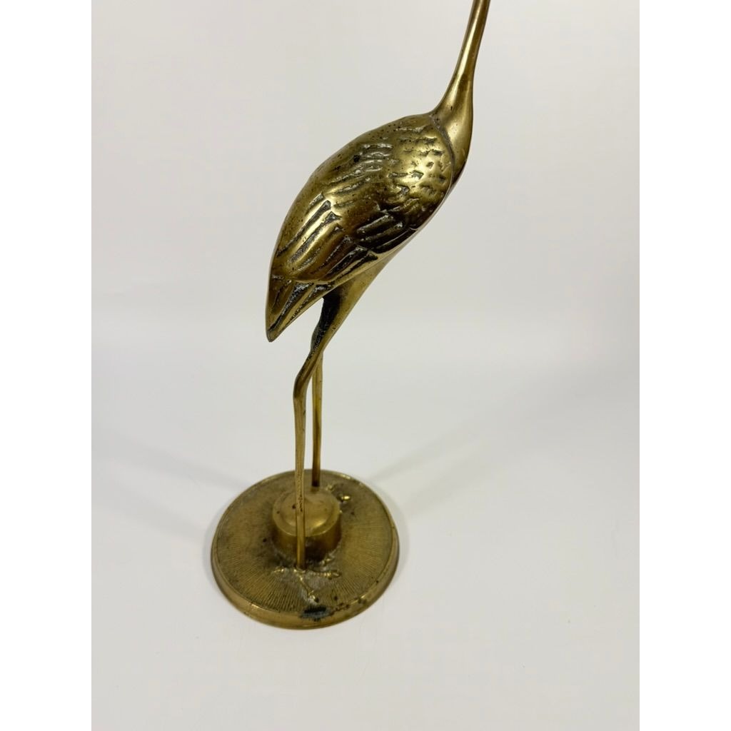 Brass Sculpture Statue Figurine Heron Crane Shore Bird Egret Leonard Vintage Home Shelf Decor Decorative Accents Coastal Grandma Traditional