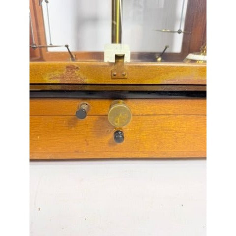 Apothecary Balance Scale Seederer-Kohlbusch Seko Central Scientific Company Mid Century Chemical Balance Wood Glass Brass Vintage