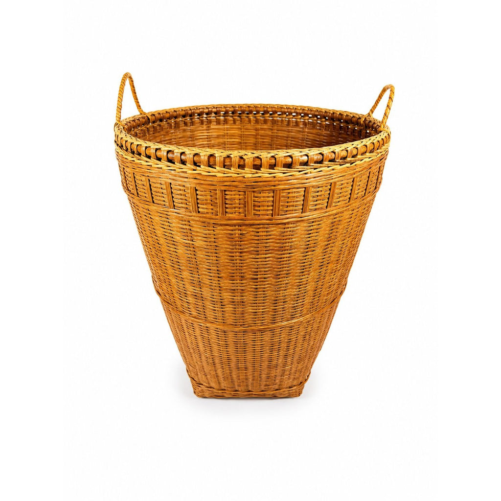 Large Laundry Blanket Basket Woven Splint Oriental handmade Handles Bathroom Decor Decorative Storage