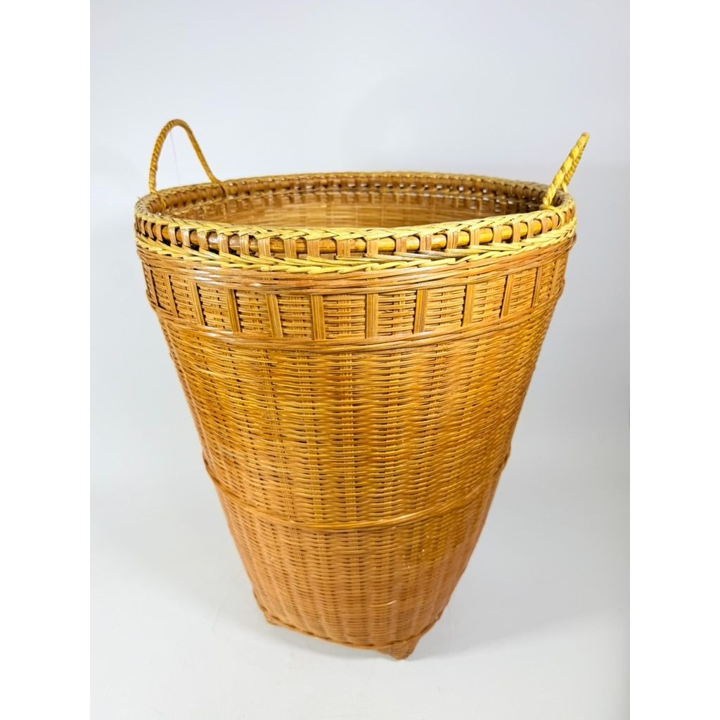 Large Laundry Blanket Basket Woven Splint Oriental handmade Handles Bathroom Decor Decorative Storage