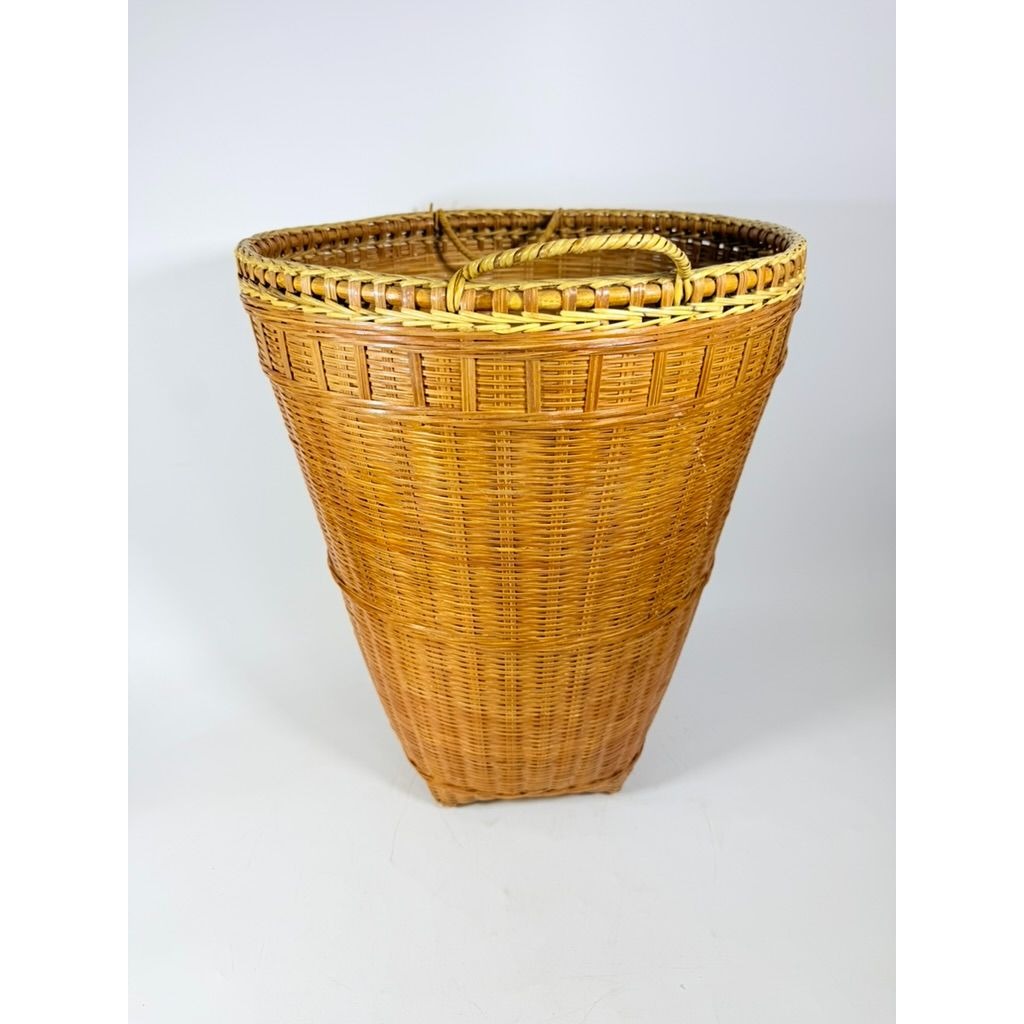 Large Laundry Blanket Basket Woven Splint Oriental handmade Handles Bathroom Decor Decorative Storage
