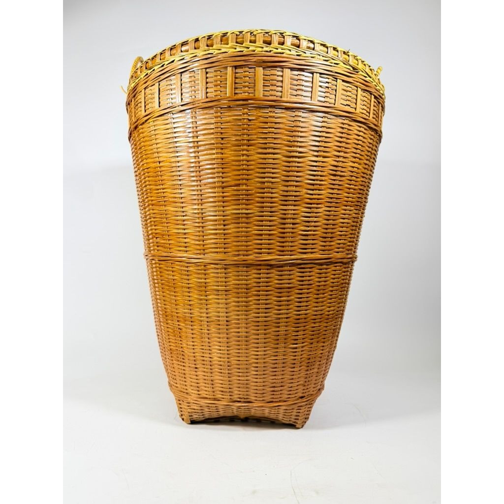 Large Laundry Blanket Basket Woven Splint Oriental handmade Handles Bathroom Decor Decorative Storage