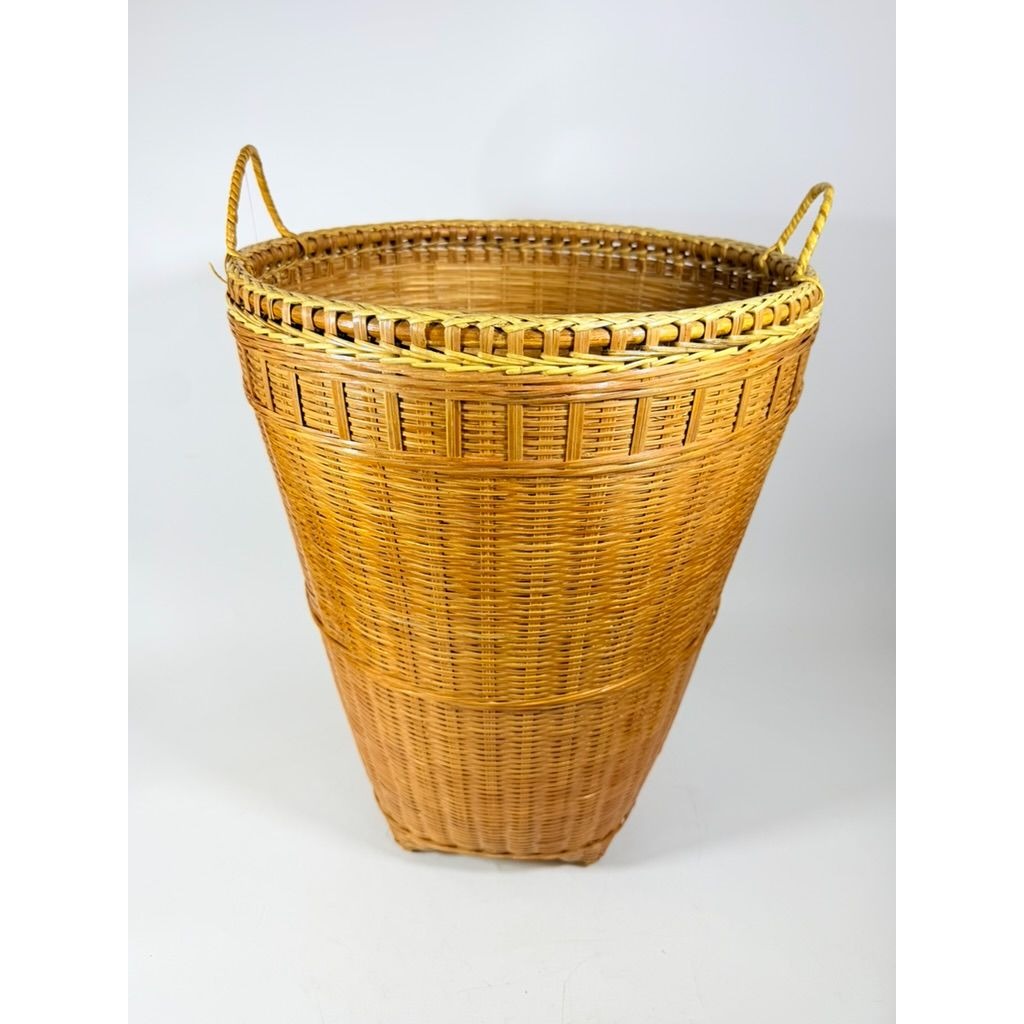 Large Laundry Blanket Basket Woven Splint Oriental handmade Handles Bathroom Decor Decorative Storage