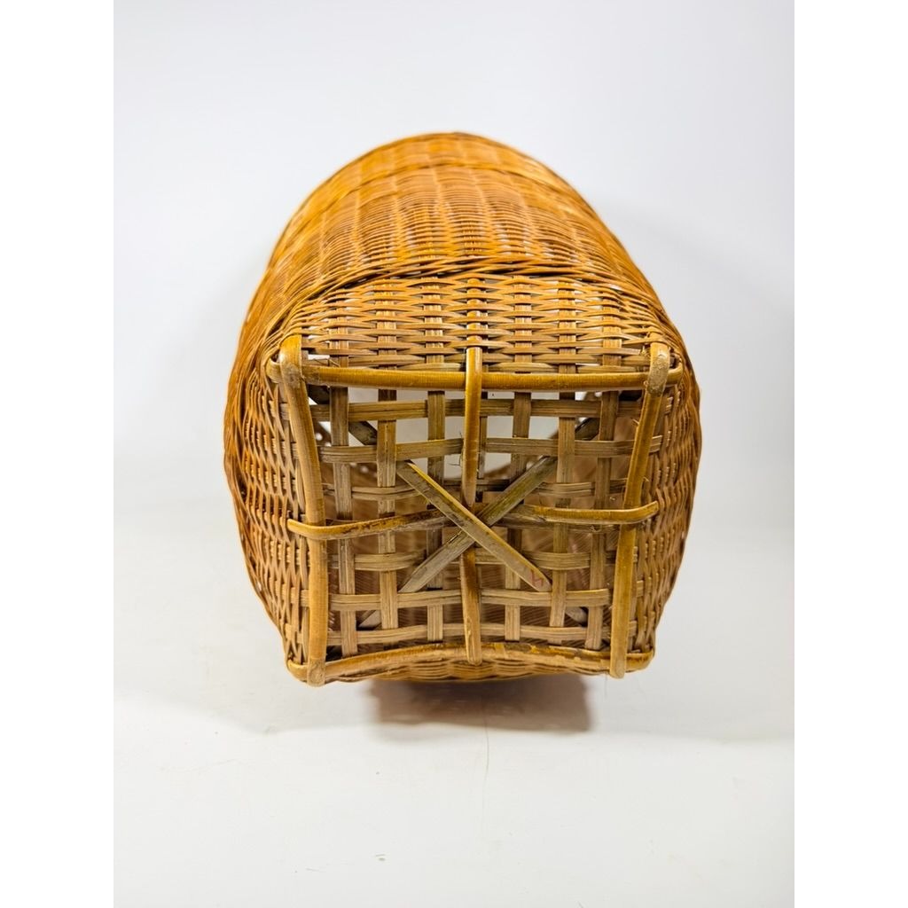 Large Laundry Blanket Basket Woven Splint Oriental handmade Handles Bathroom Decor Decorative Storage
