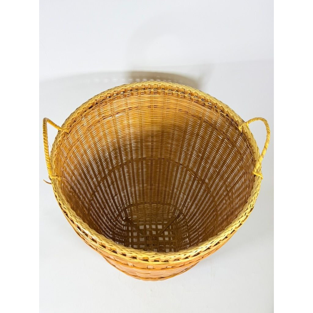 Large Laundry Blanket Basket Woven Splint Oriental handmade Handles Bathroom Decor Decorative Storage
